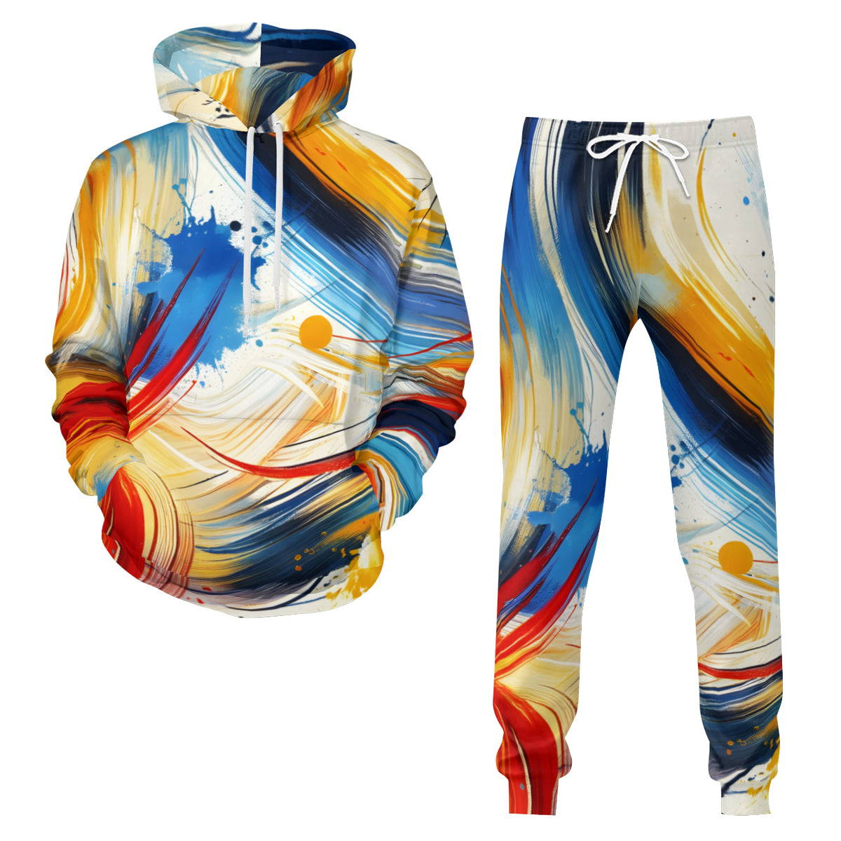 Brush Strokes Men's Adult Hoodie Set (Double-Layer Hood) | Health Fabric