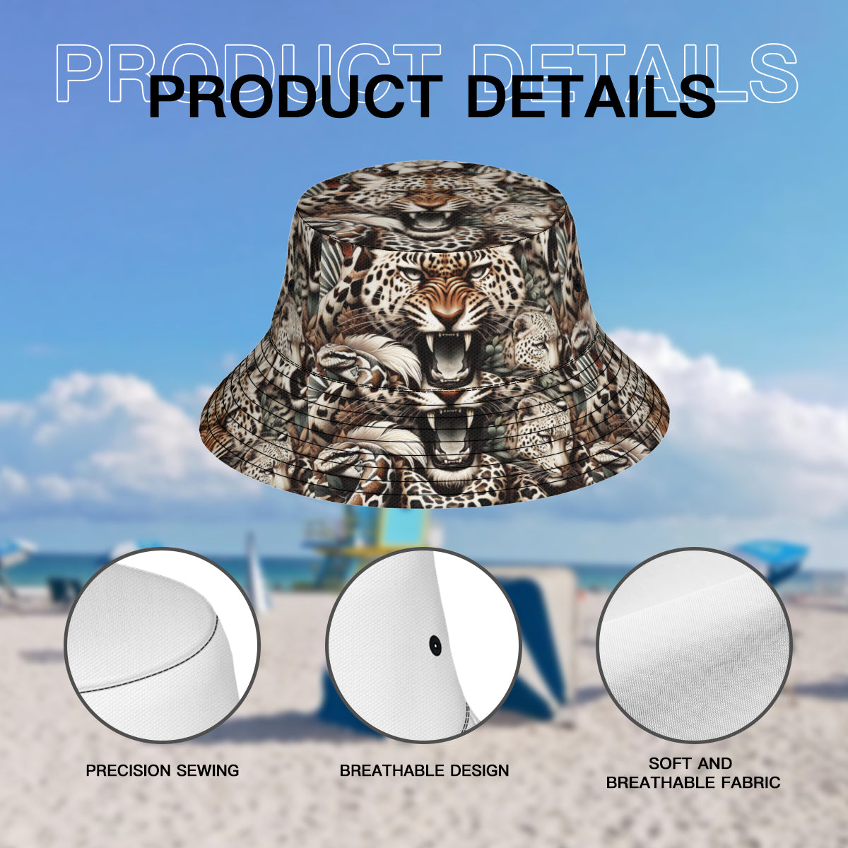 Tiger Double-Sided Unisex Polyester Bucket Hat