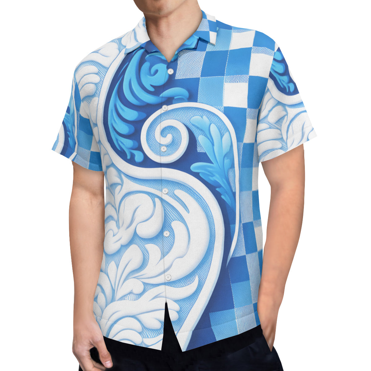 Blue Wave Short Sleeves Men's Shirt