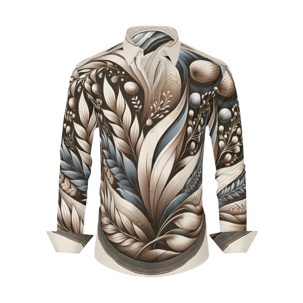 Abstract Men's Classic Long-Sleeved Shirt | Polyester