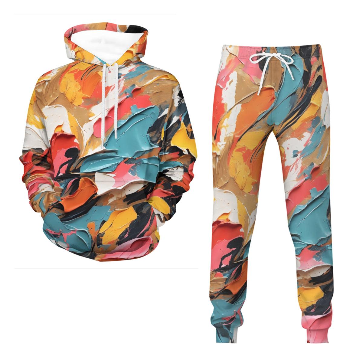 Vibrant Abstract Men's Adult Lightweight Hoodie Set | Air Layer