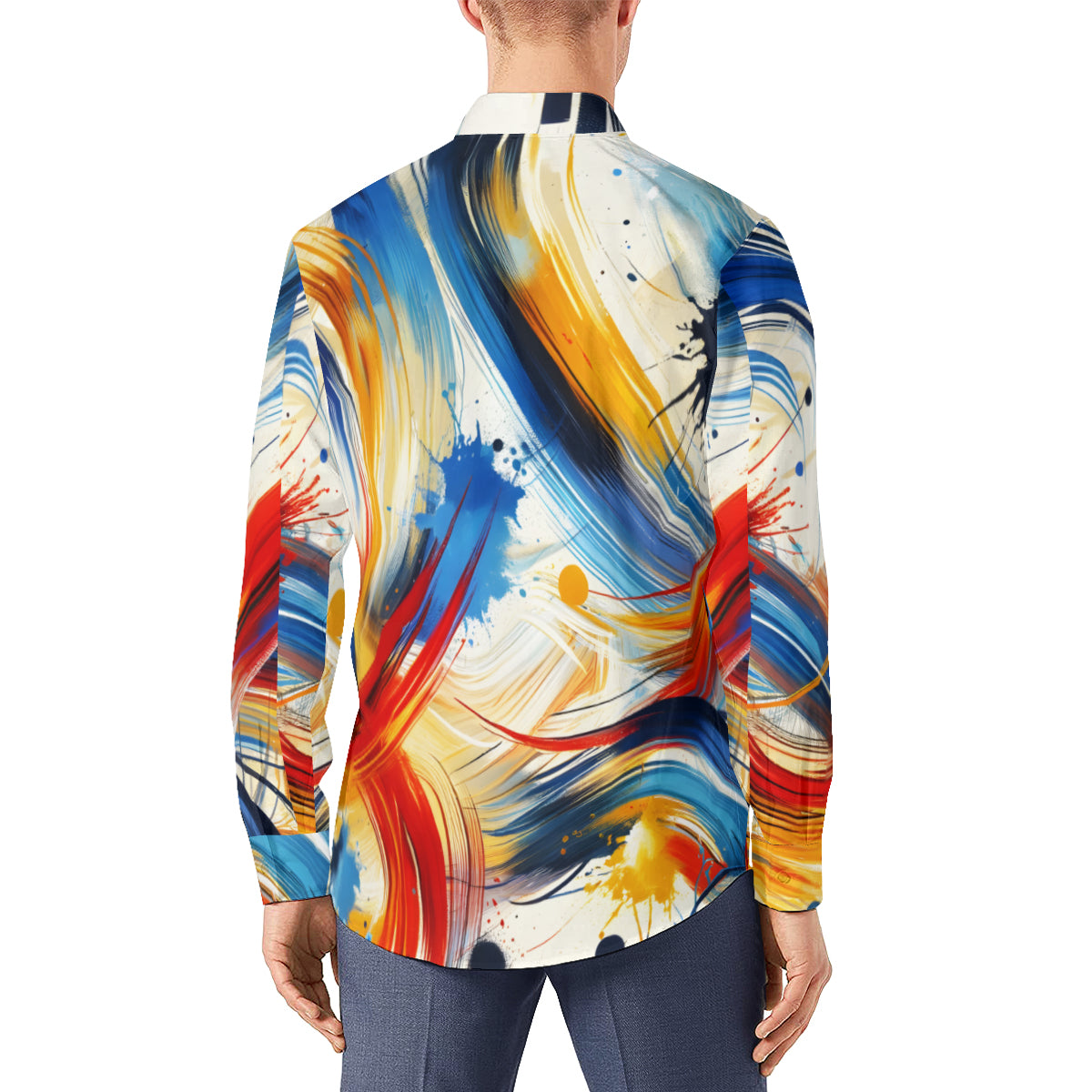 Brush Strokes Classic Long Sleeves Men's Shirt
