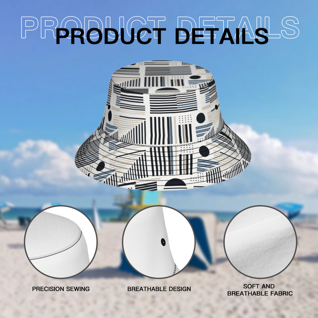 Minimalistic Black And White Double-Sided Unisex Polyester Bucket Hat