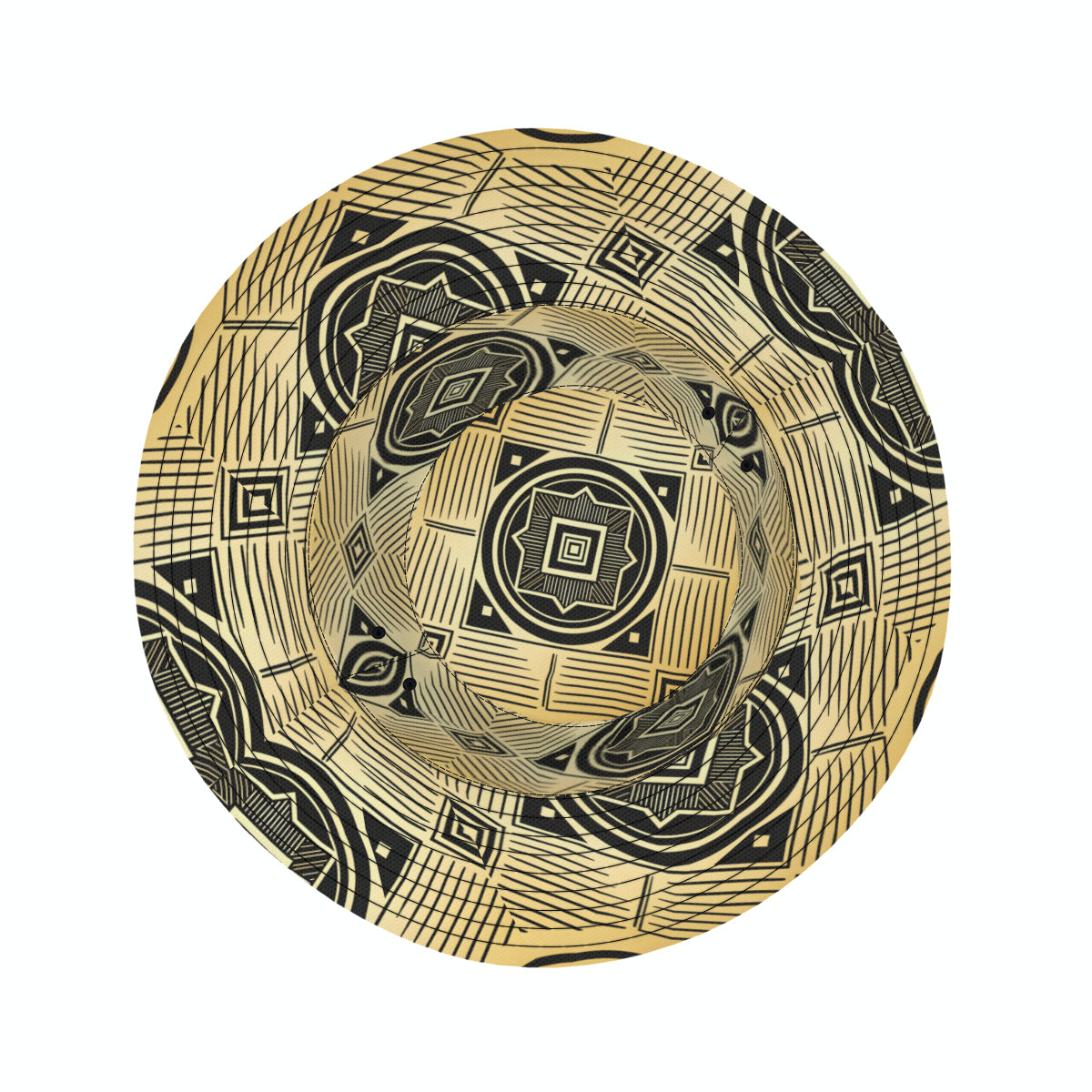 Golden Geometric Shapes Double-Sided Unisex Polyester Bucket Hat