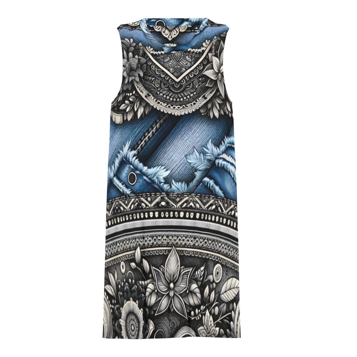 Denim Lace Design Women's Casual Dress | Polyester