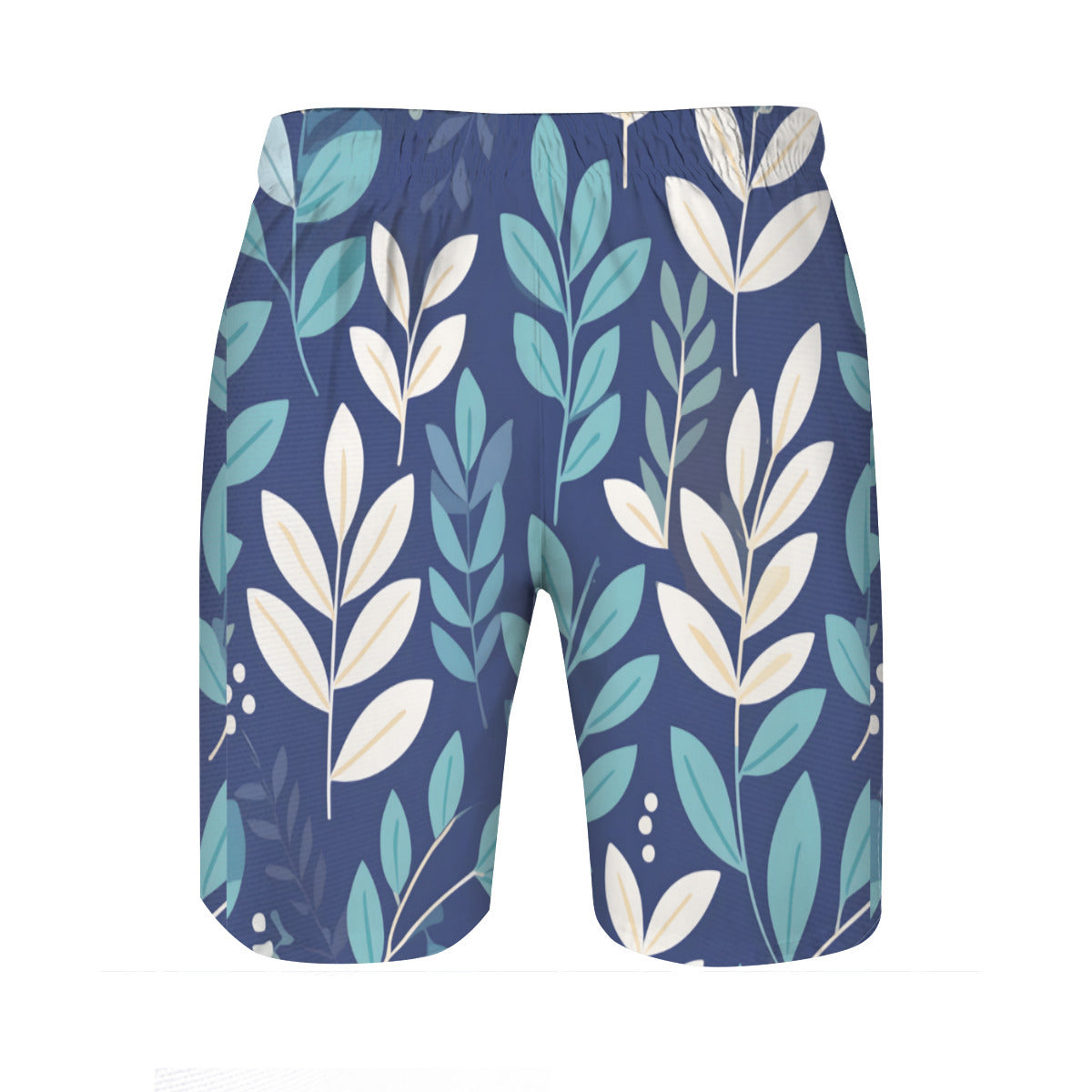 Blue Leaves Men's Beach Shorts (Not Mesh Lined) | Polyester