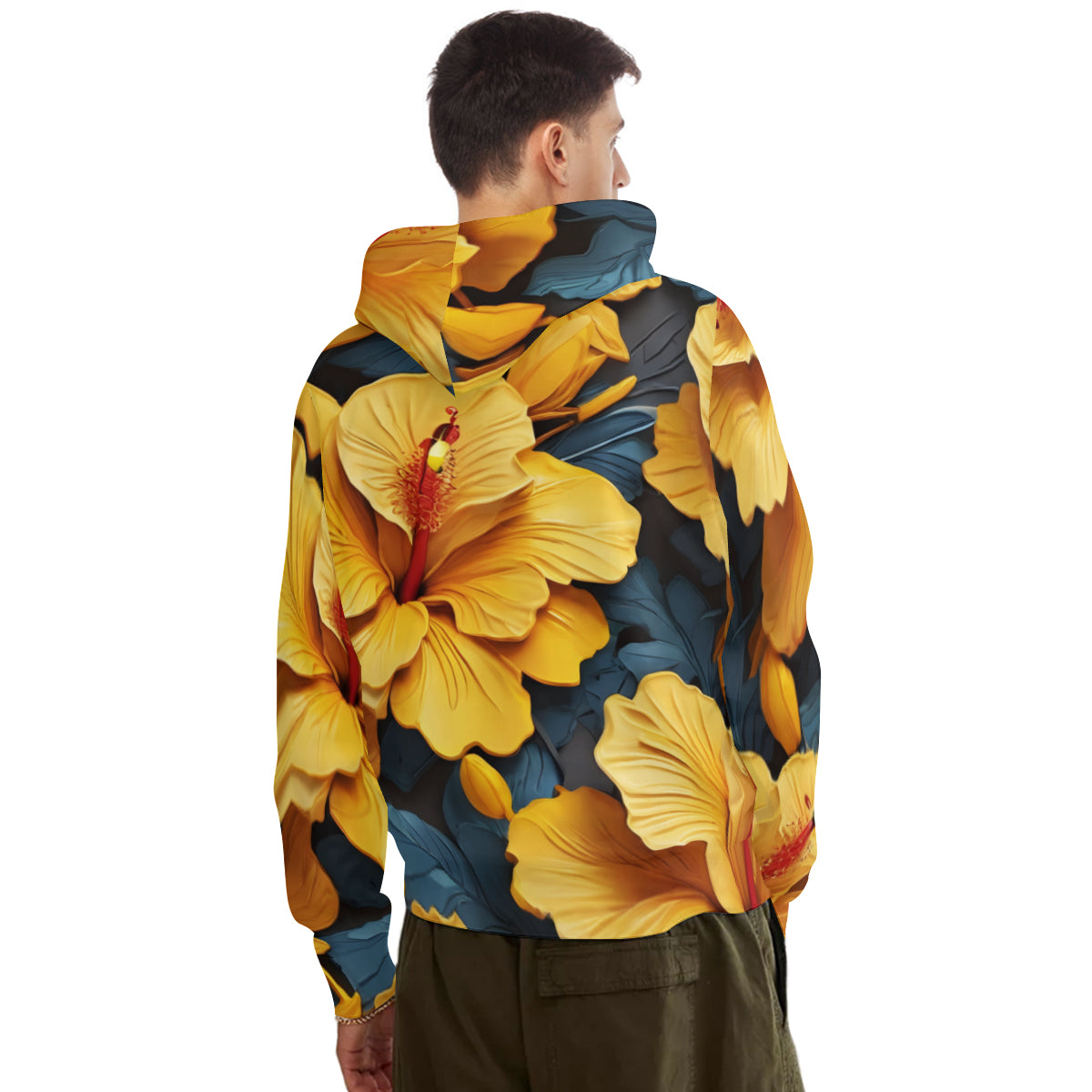 Hibiscus Men's Adult Hoodie Set (Double-Layer Hood) | Health Fabric