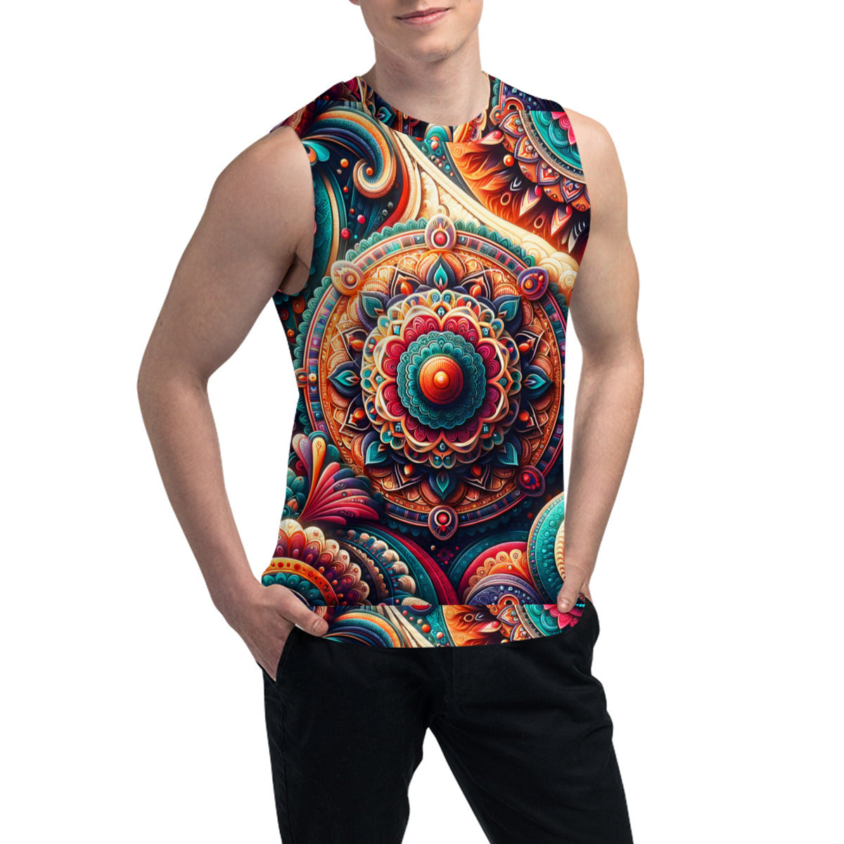 Abstract Bohemian Men's Sleeveless Vest｜Polyester