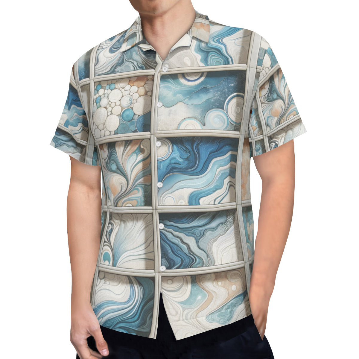Window Pane Short Sleeves Men's Shirt