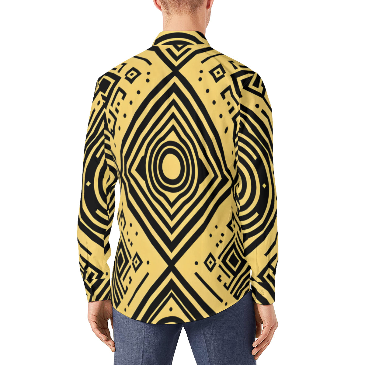 Golden Geometric Shapes Long Sleeves Shirt