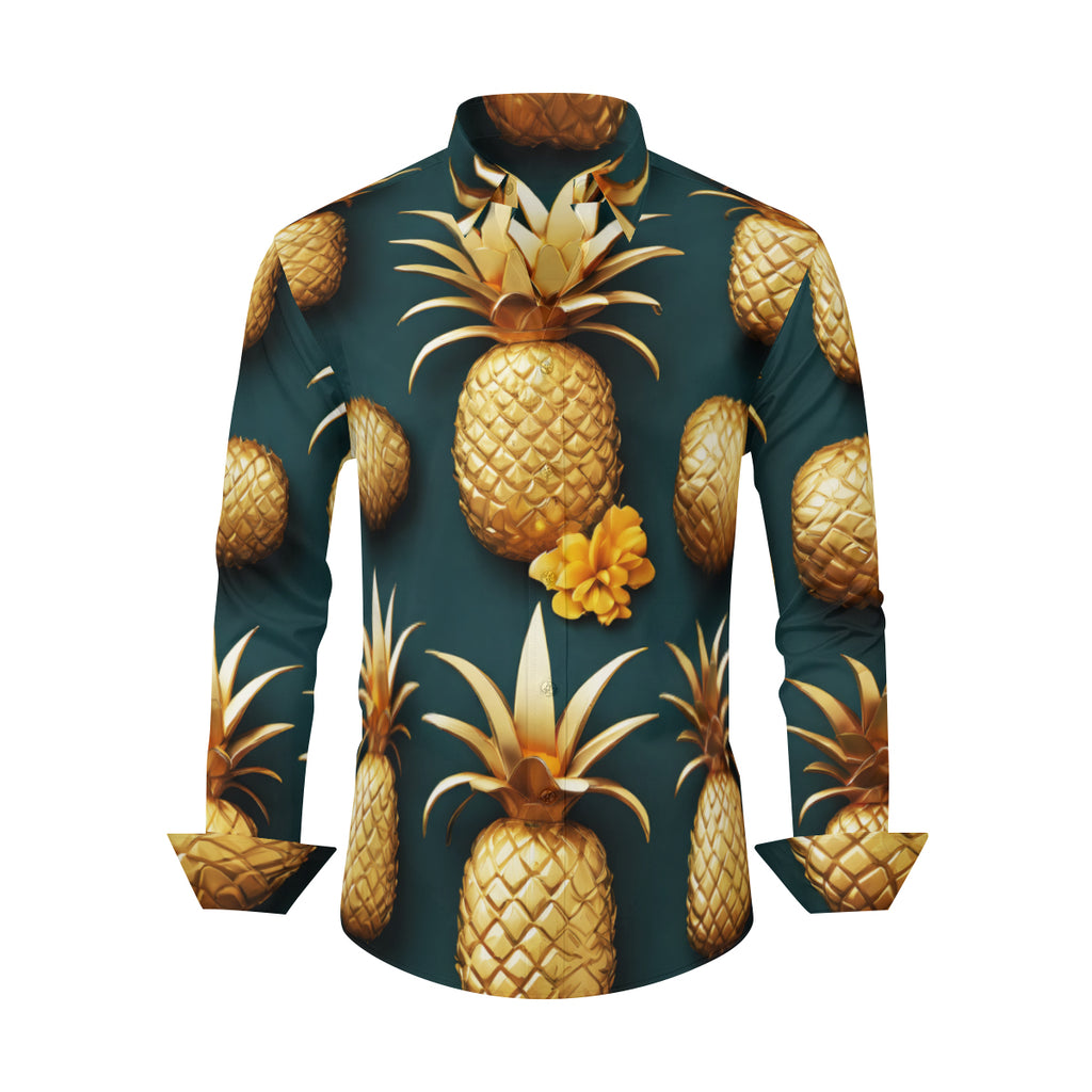 Pineapple Men's Classic Long-Sleeved Shirt | Polyester