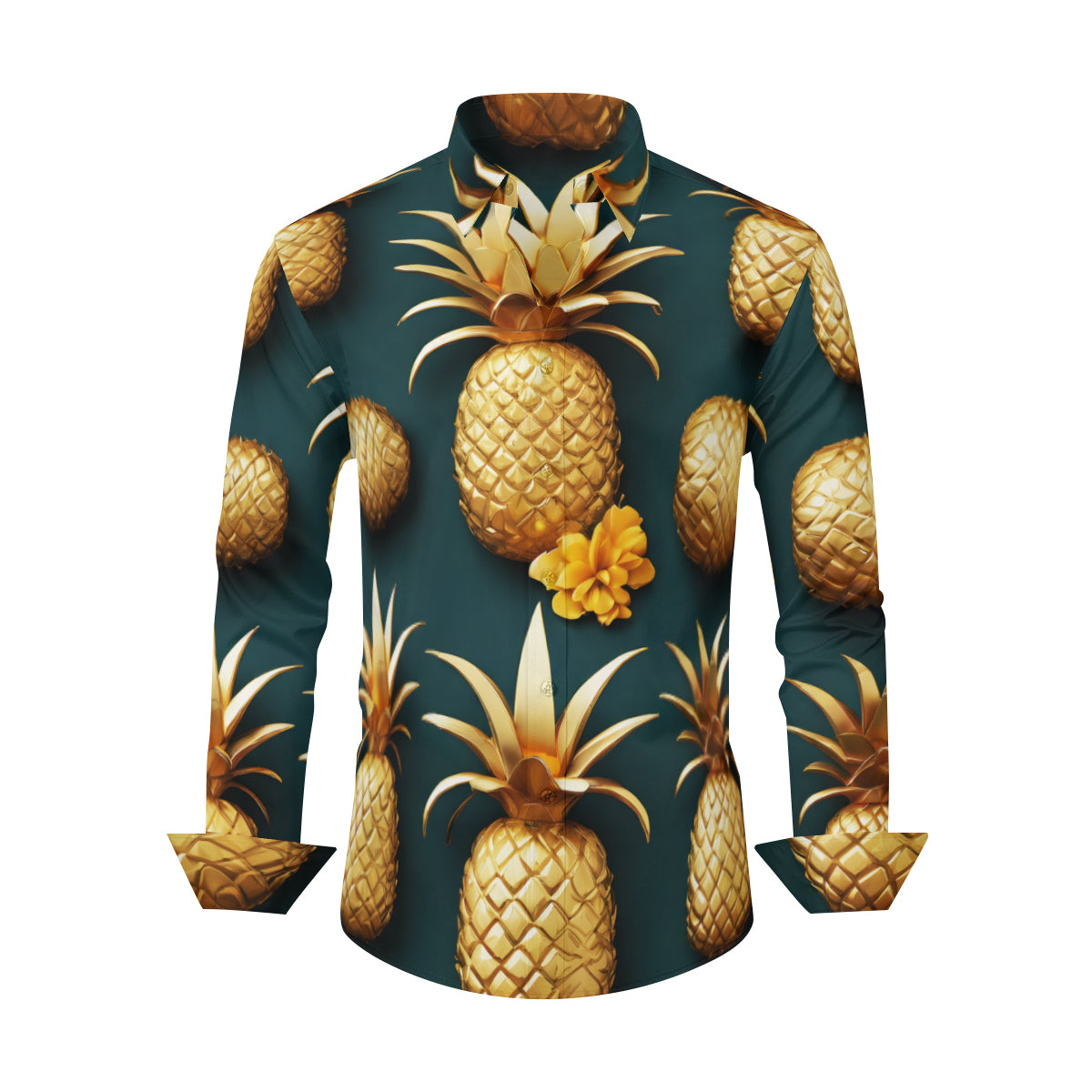 Pineapple Men's Classic Long-Sleeved Shirt | Polyester