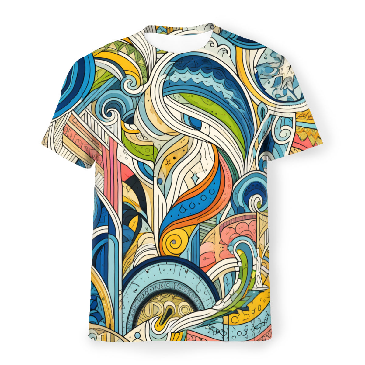 Abstract Floral Men's Short-Sleeved Mesh Cloth T-Shirt｜Polyester