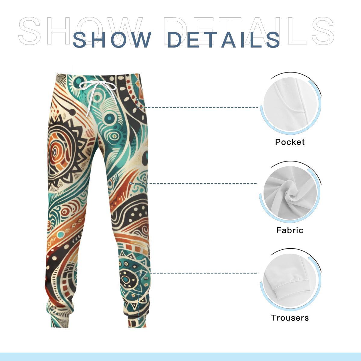 Abstract Floral Men's Adult Hoodie Set (Double-Layer Hood) | Health Fabric