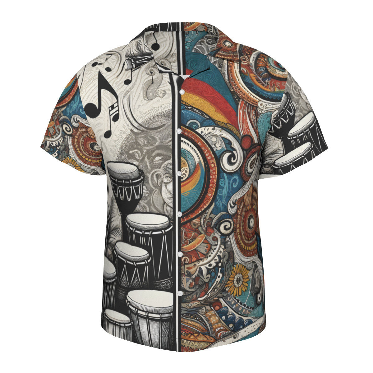 African Drums Floral Short Sleeves Men's Shirt