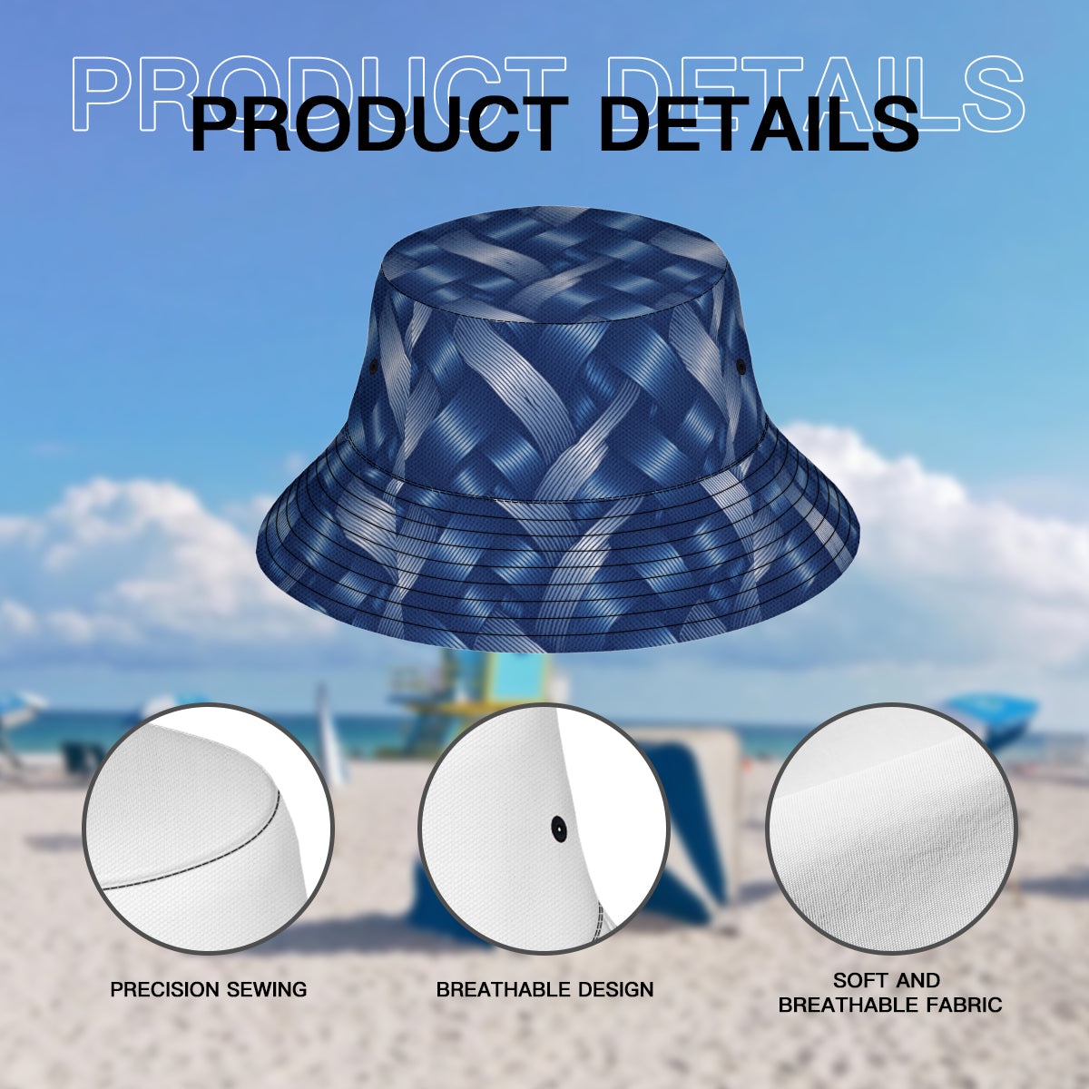 Abstract Denim Double-Sided Unisex Polyester Bucket Hat