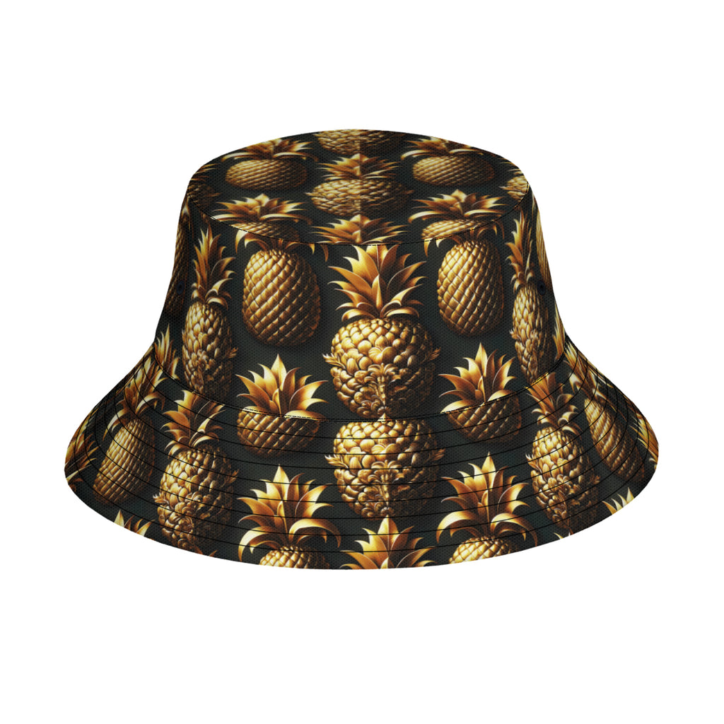 Golden Pineapple Double-Sided Unisex Polyester Bucket Hat