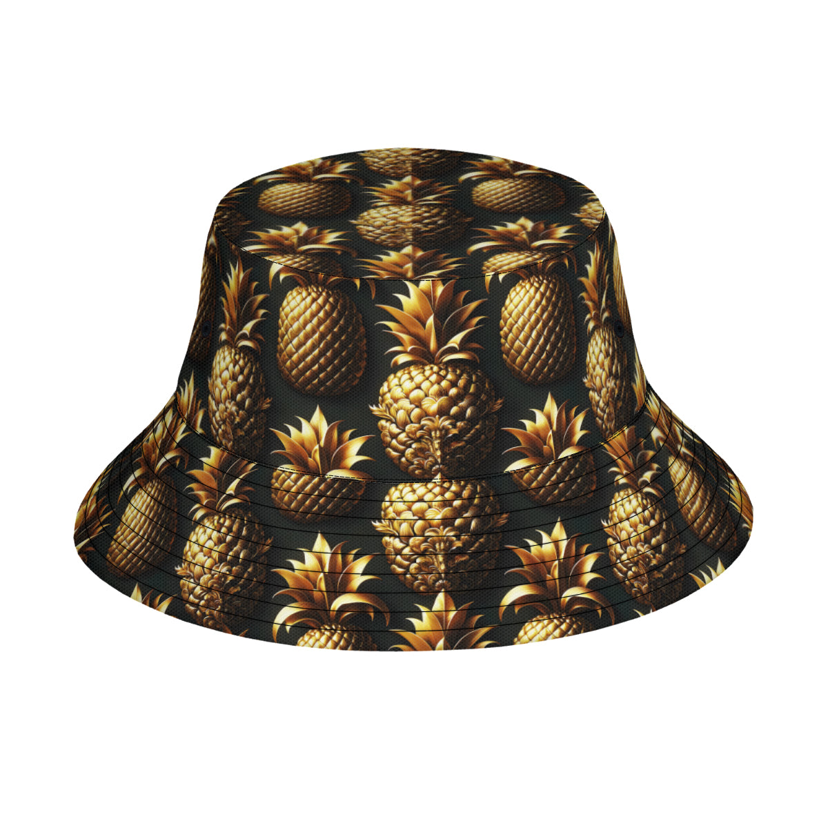 Golden Pineapple Double-Sided Unisex Polyester Bucket Hat