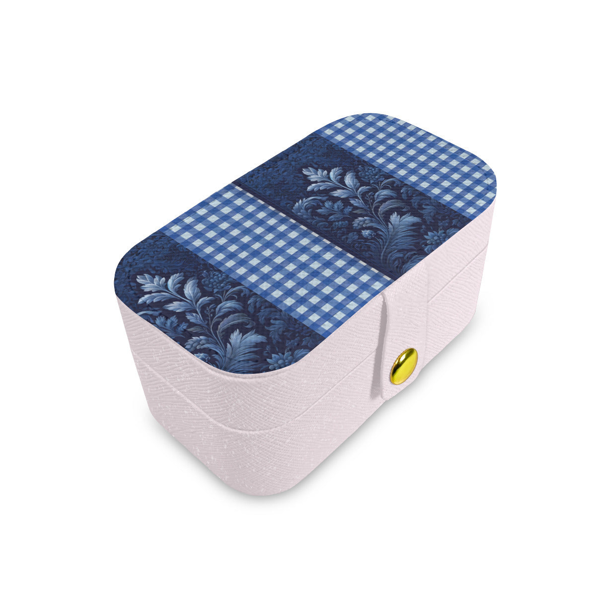 Denim Check Personalized Portable Jewelry Box