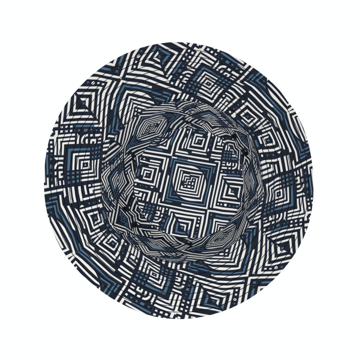 Navy Blue Geometric Shapes Double-Sided Unisex Polyester Bucket Hat