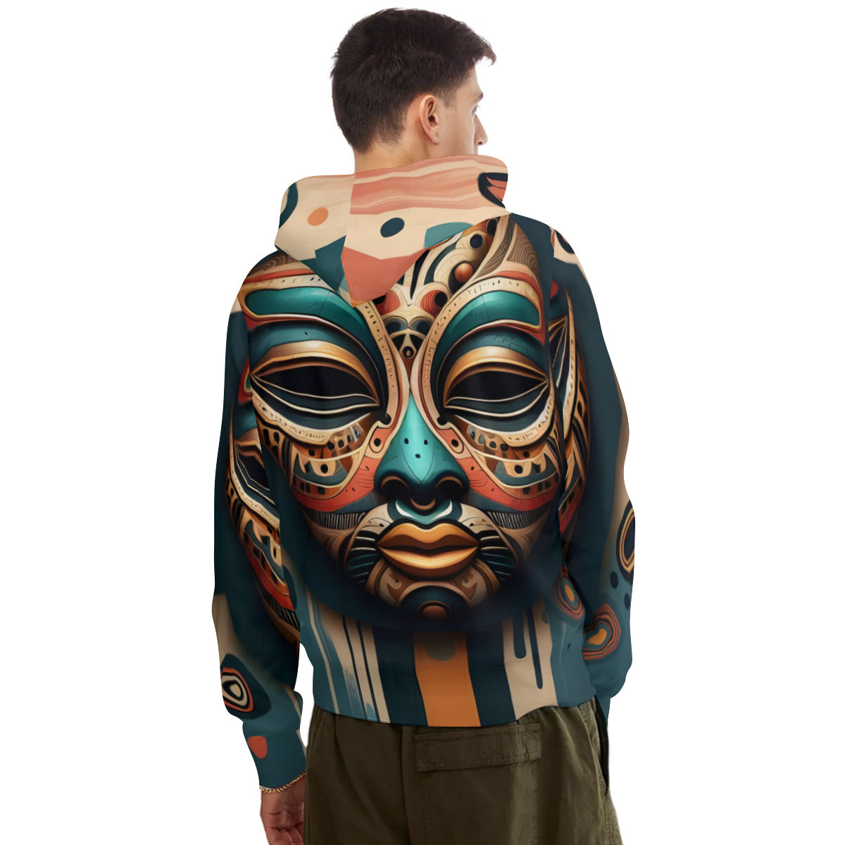 Abstract African Masks Men's Adult Hoodie Set (Double-Layer Hood) | Health Fabric