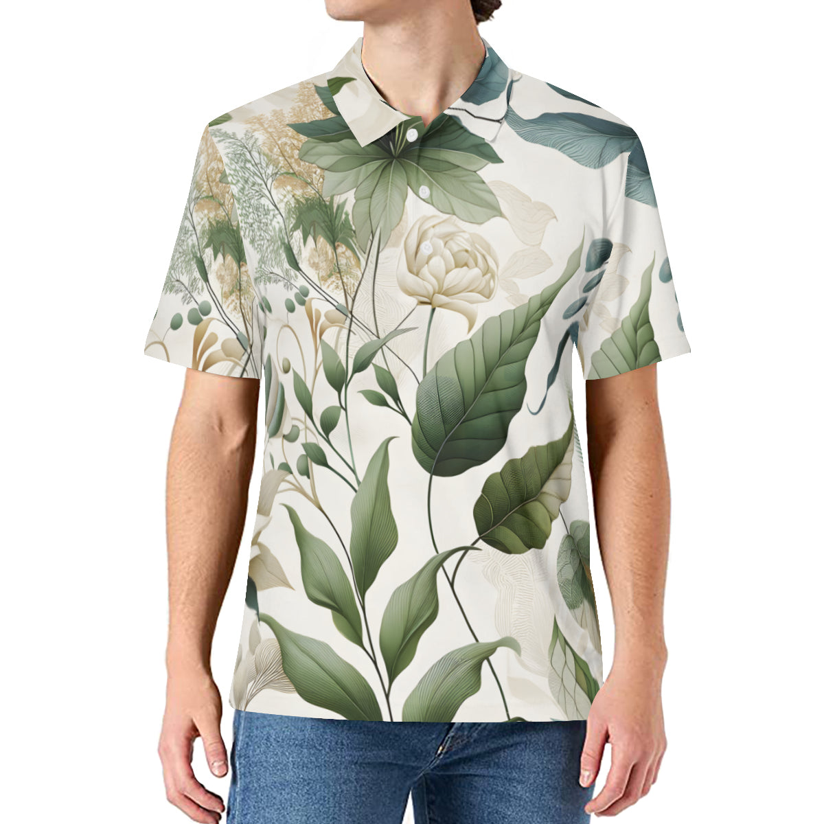 Floral Men's Premium European Size POLO Shirt | 95% Polyester+5% Spandex