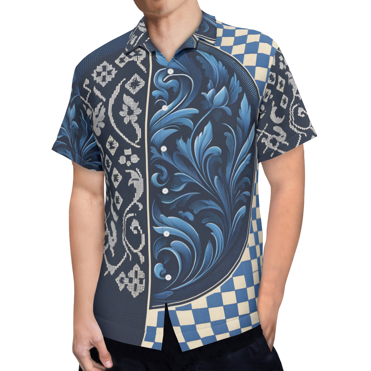 Blue Short Sleeves Men's Shirt