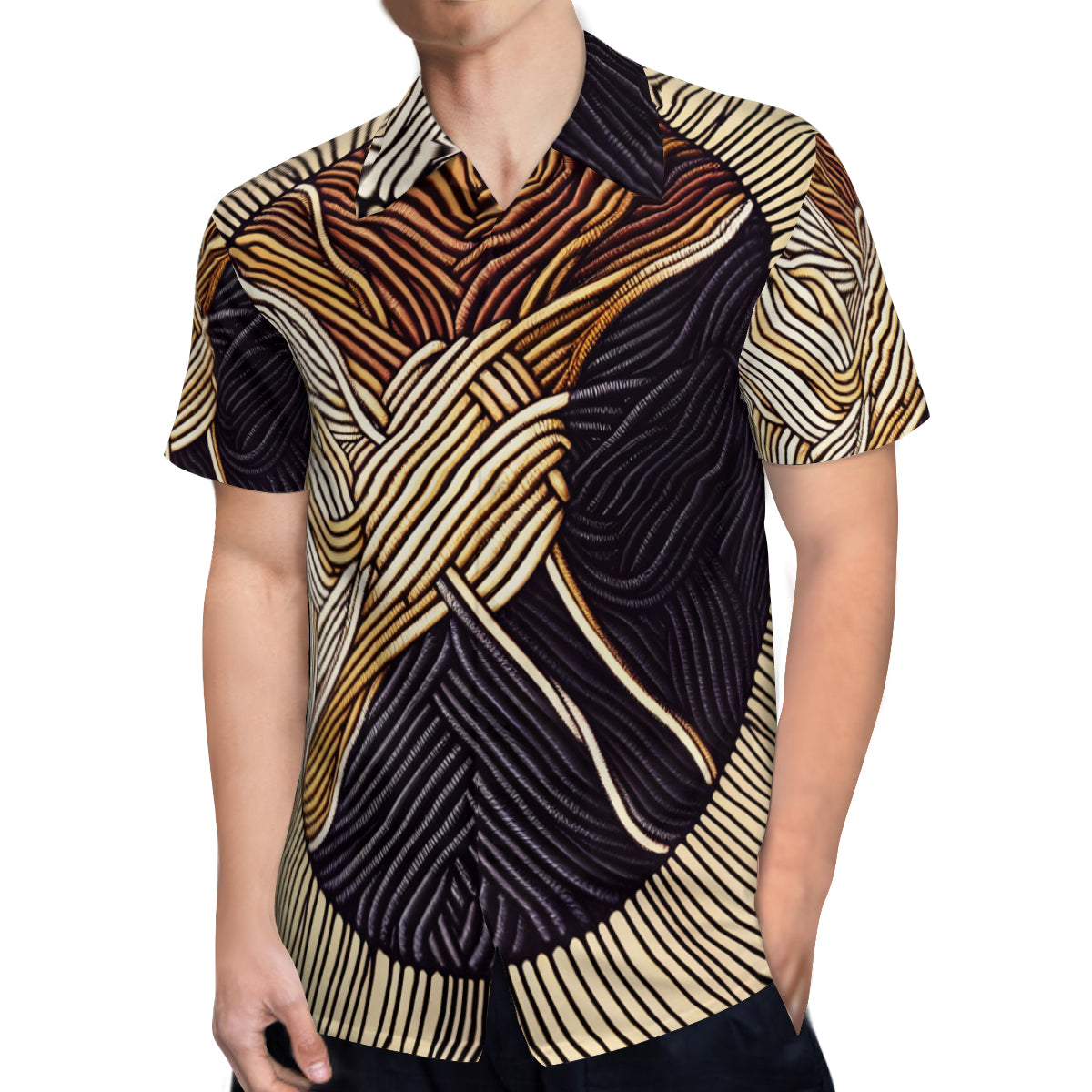 Interwoven Thread Design Short Sleeves Men's Shirt