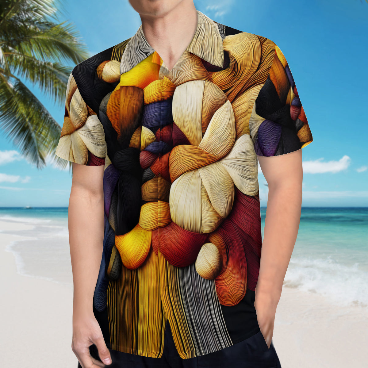 Interwoven Thread Design Short Sleeves Men's Shirt