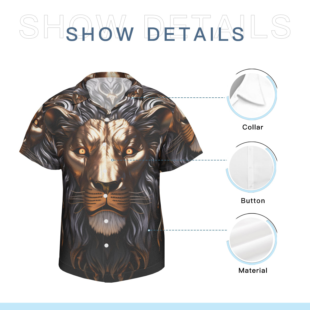 Metallic Lion Short Sleeves Men's Shirt