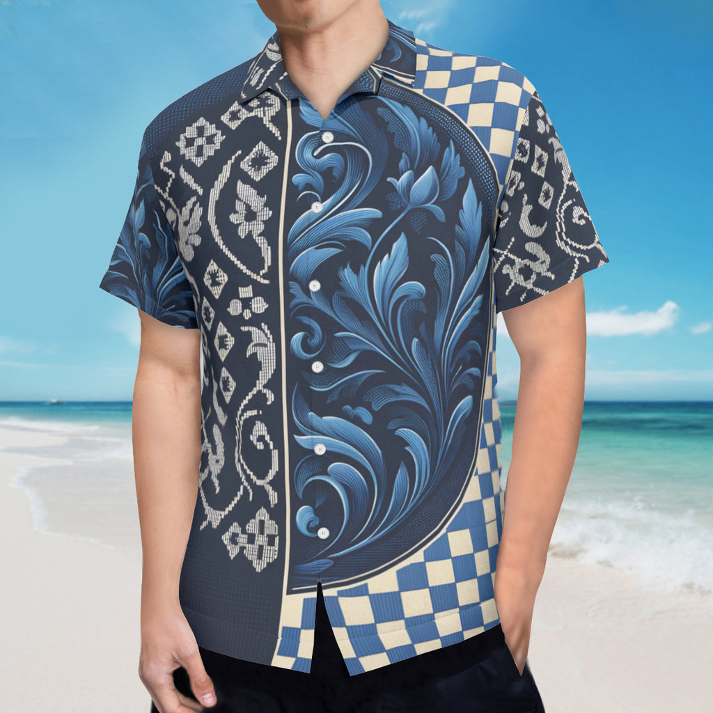 Blue Short Sleeves Men's Shirt