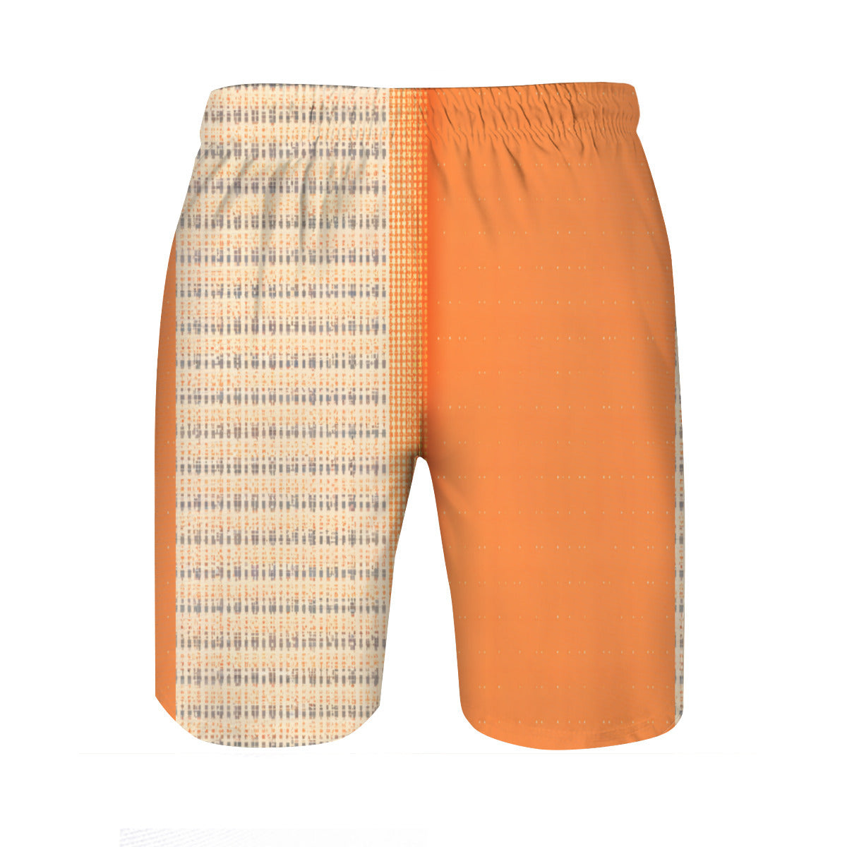 Orange Check Men's Beach Shorts (Not Mesh Lined) | Polyester
