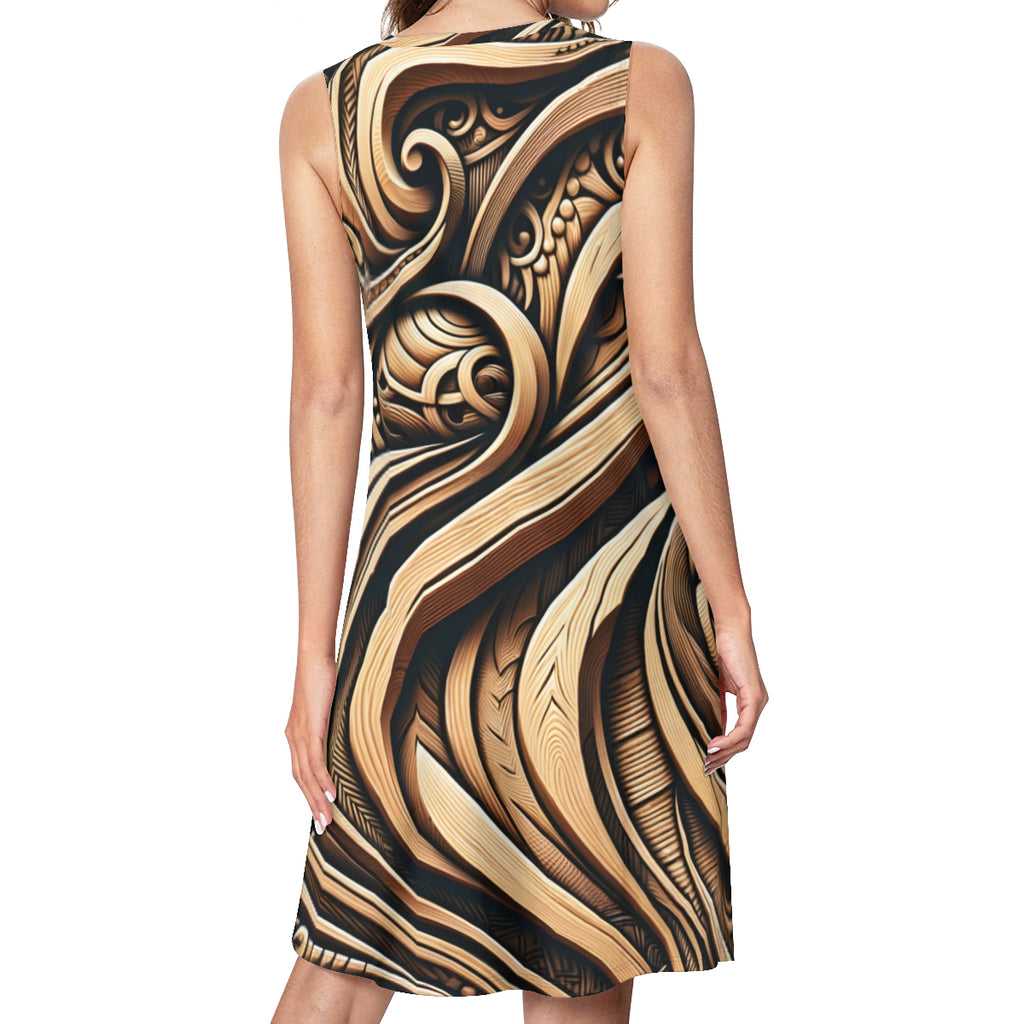 Abstract Carving Women's Casual Dress | Polyester