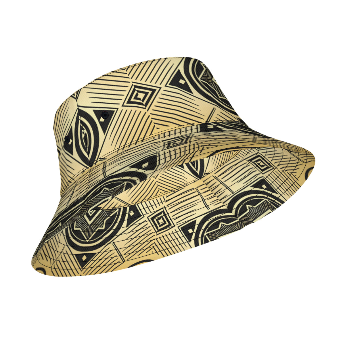 Golden Geometric Shapes Double-Sided Unisex Polyester Bucket Hat
