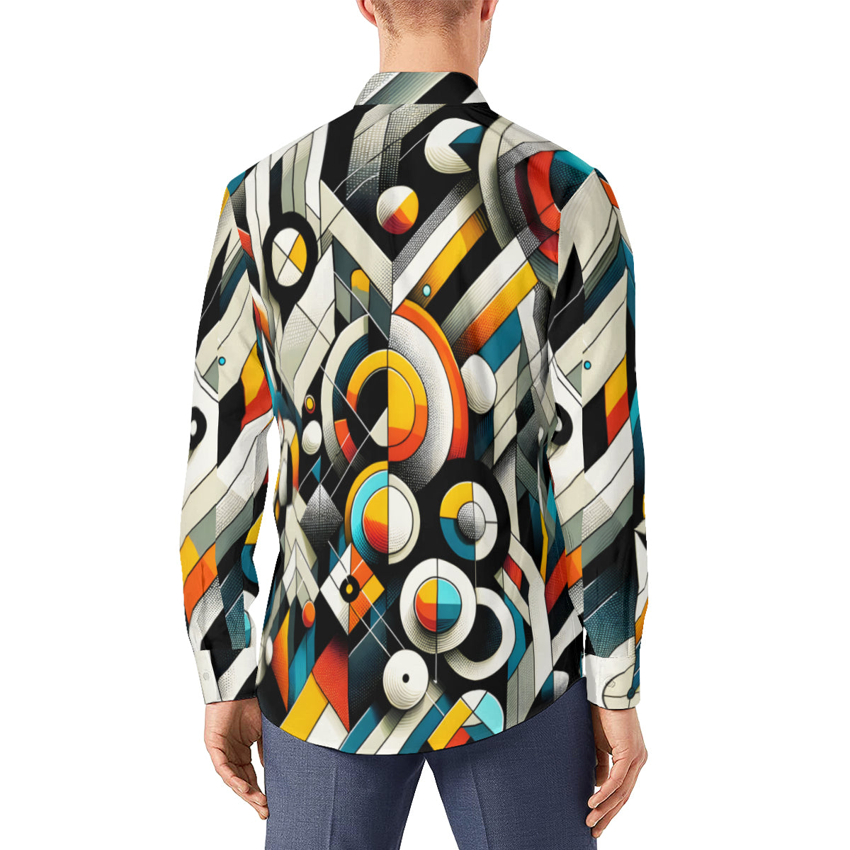 Abstract Geometric  Men's Classic Long-Sleeved Shirt | Polyester