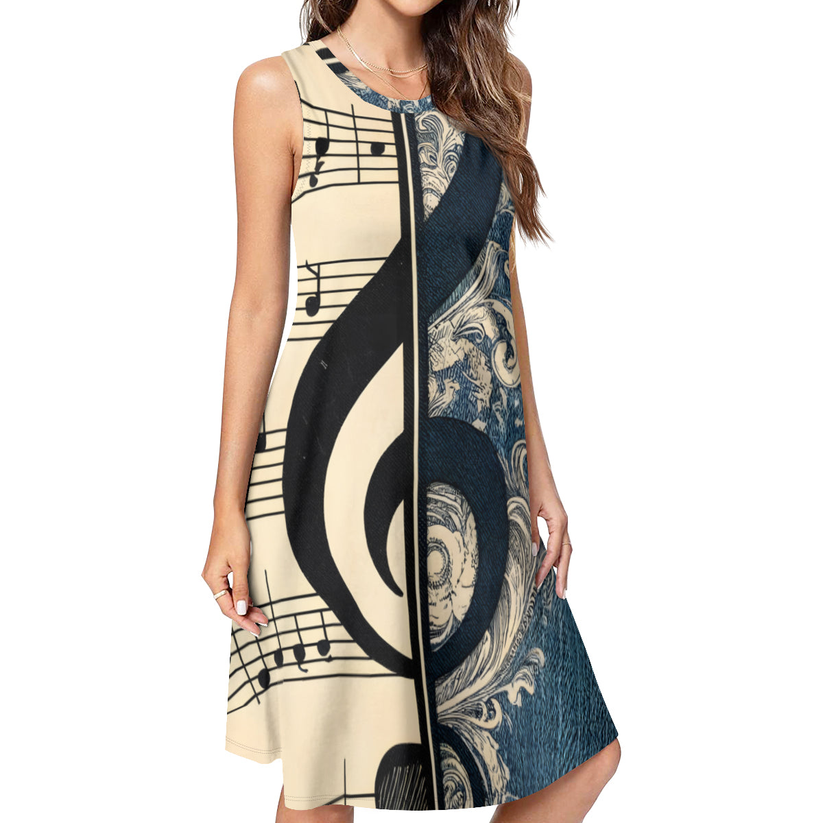 Musical Denim Women's Casual Dress | Polyester