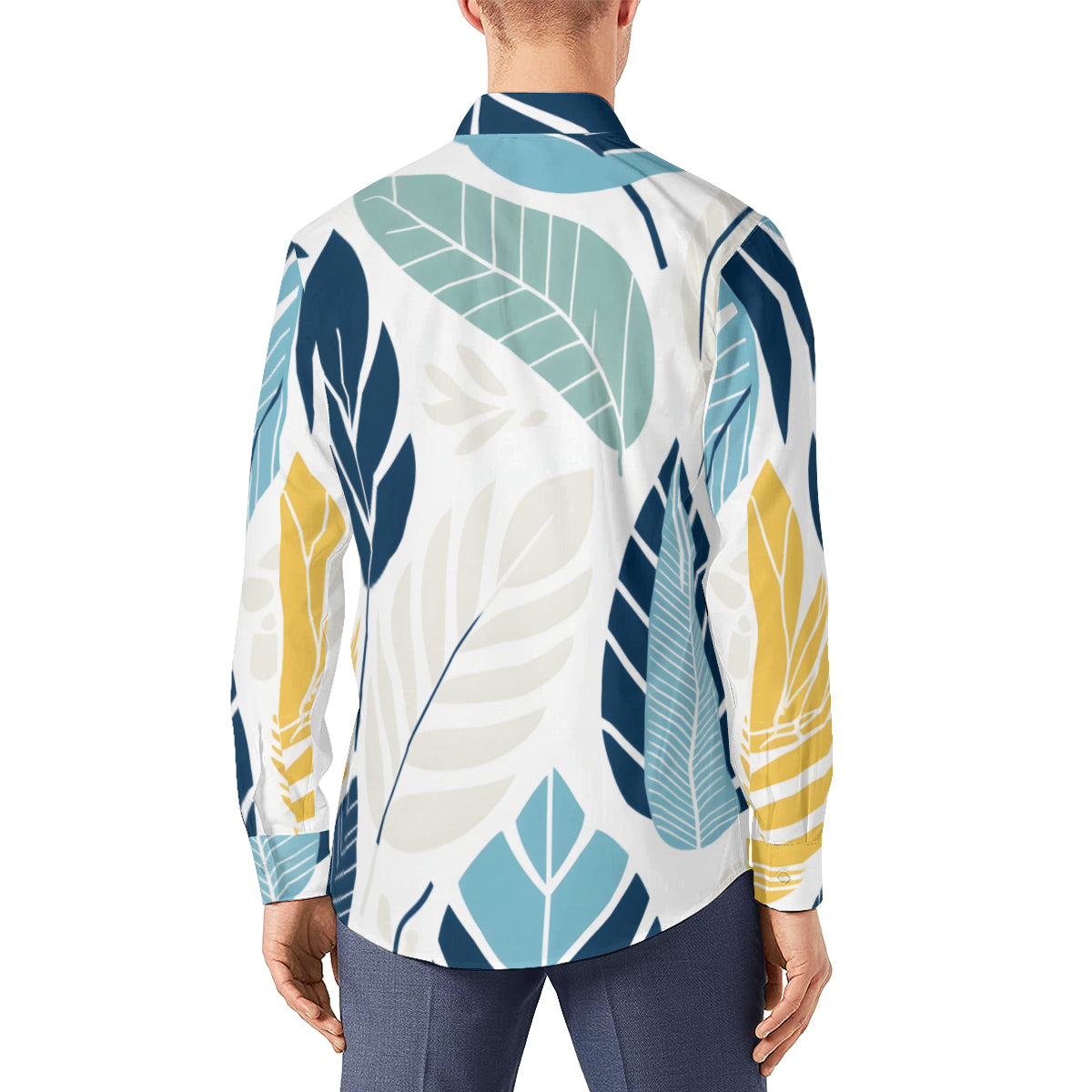 Floral Men's Classic Long-Sleeved Shirt | Polyester