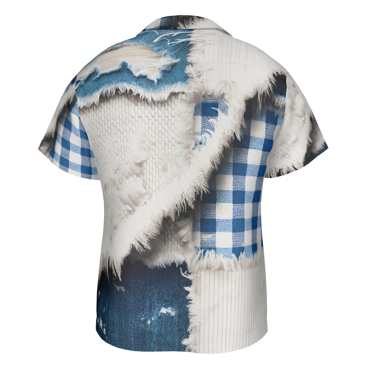 Textured Denim Pattern Short Sleeves Men's Shirt