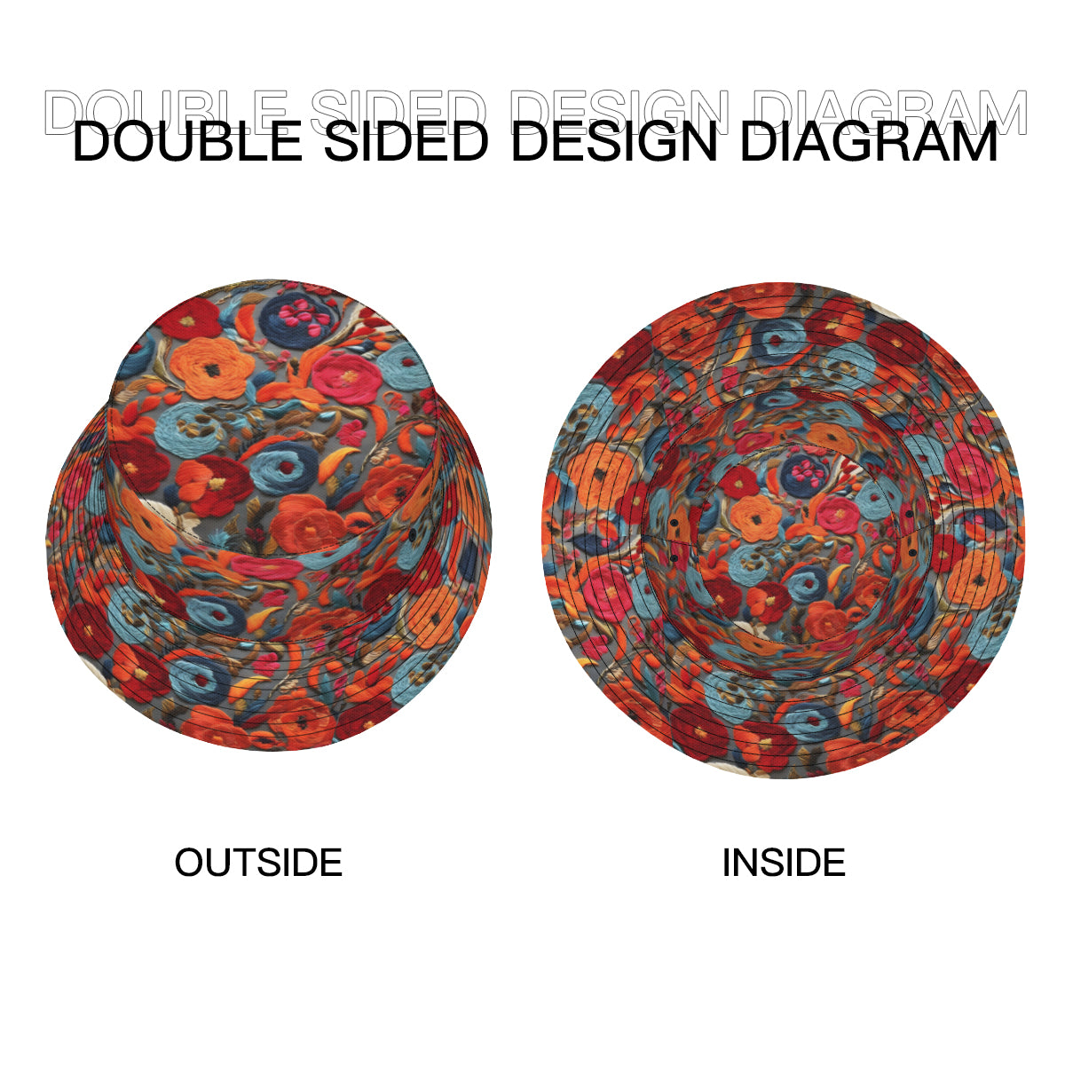 Abstract Thread Double-Sided Unisex Polyester Bucket Hat