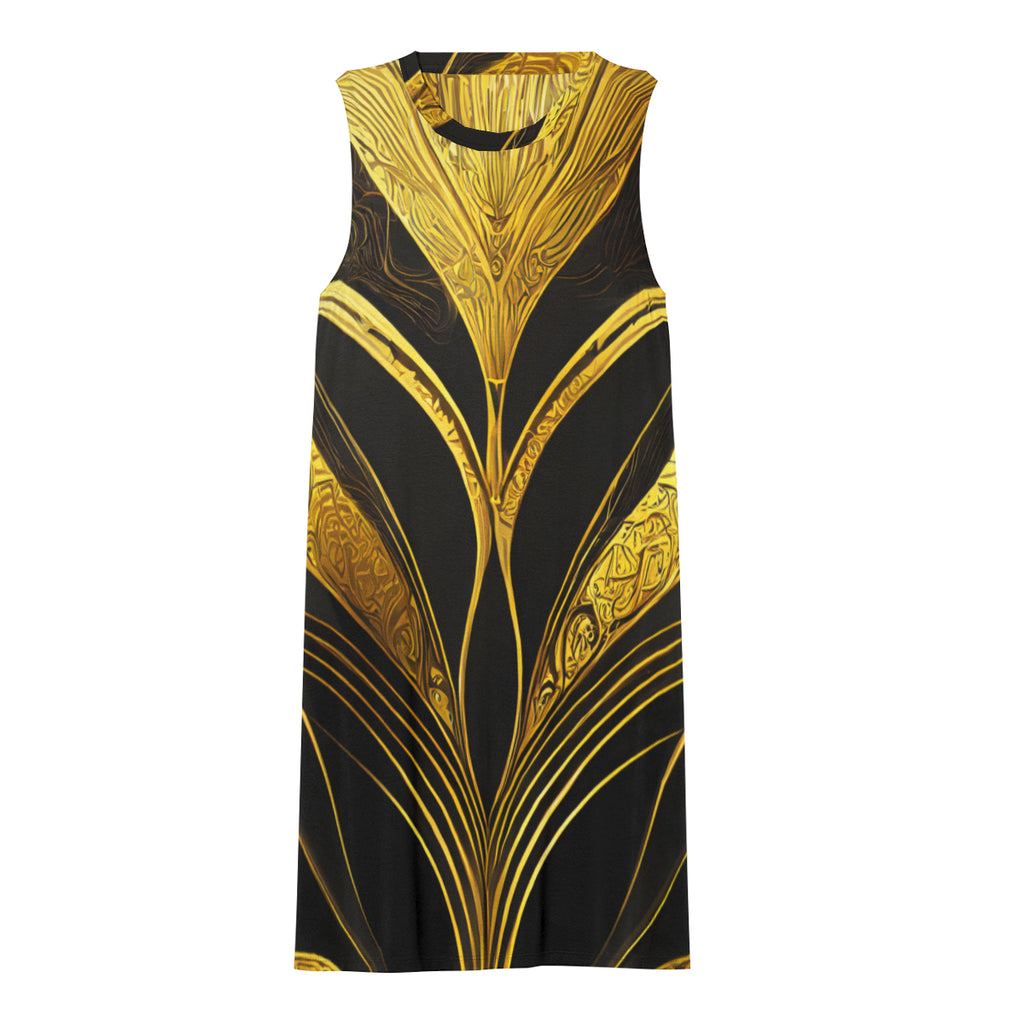 Elegant Gold Women's Casual Dress | Polyester