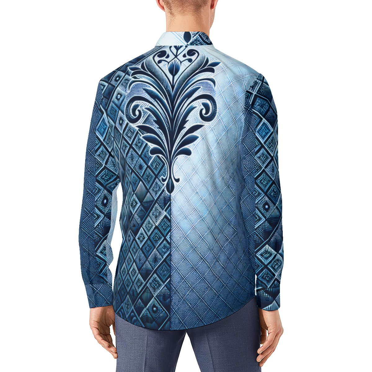 Blue Long Sleeves Men's Shirt