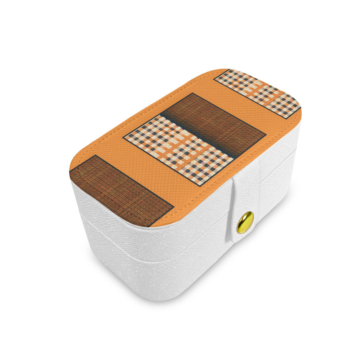 Orange Check Elegant Personalized Portable Jewelry Box