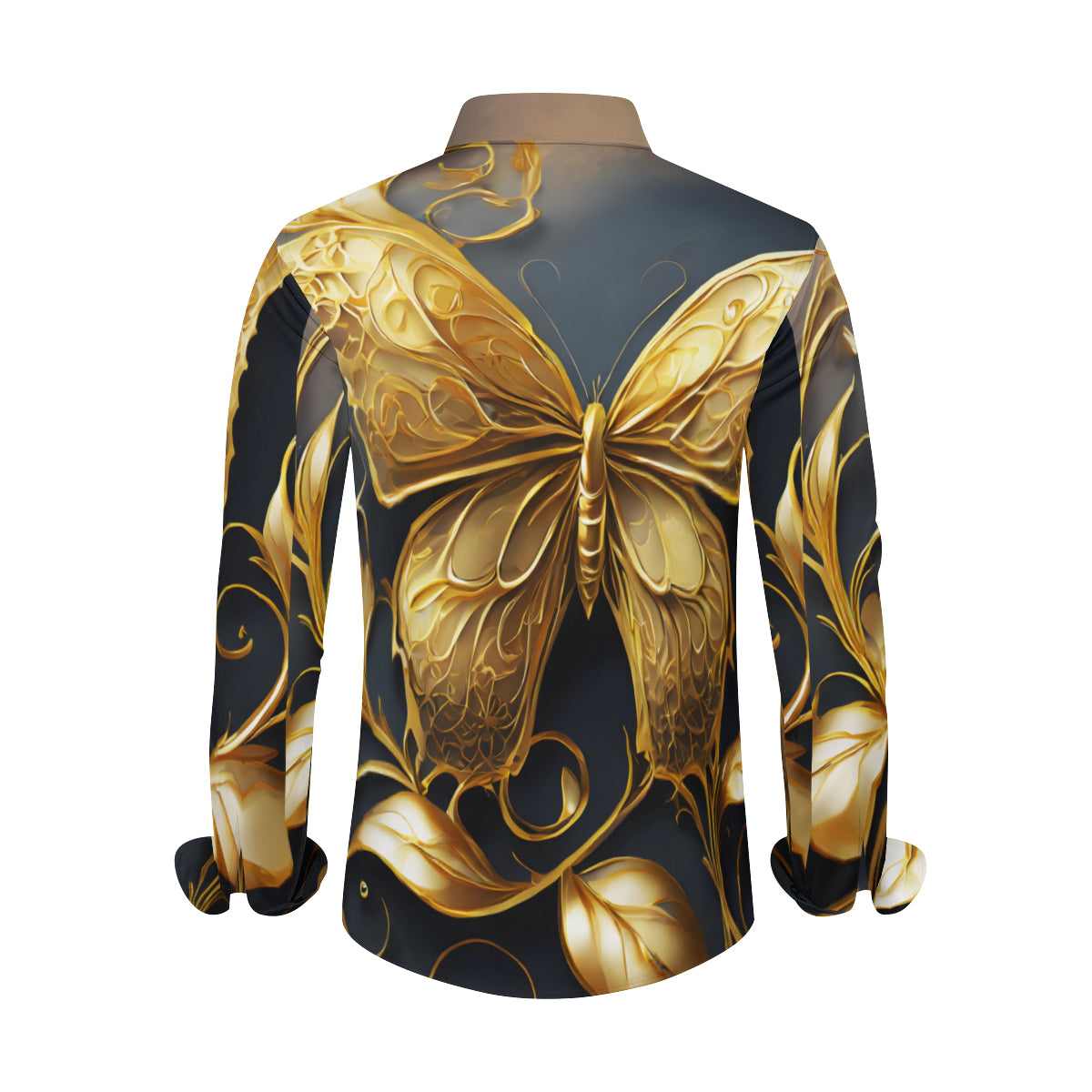 Golden Buterfly Men's Classic Long-Sleeved Shirt | Polyester