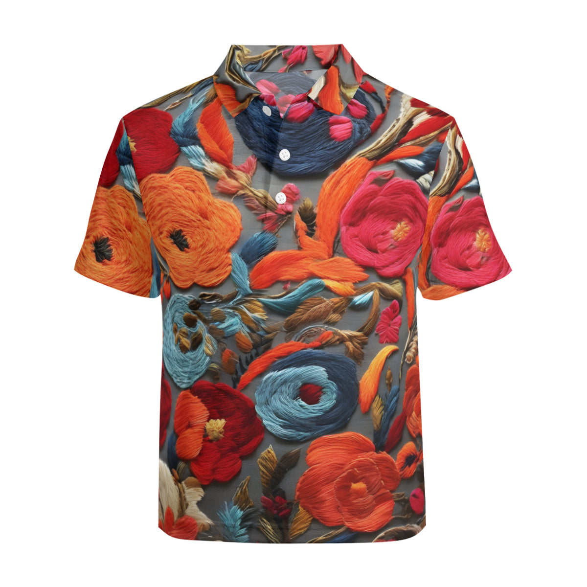Flowers Men's Premium European Size POLO Shirt | 95% Polyester+5% Spandex