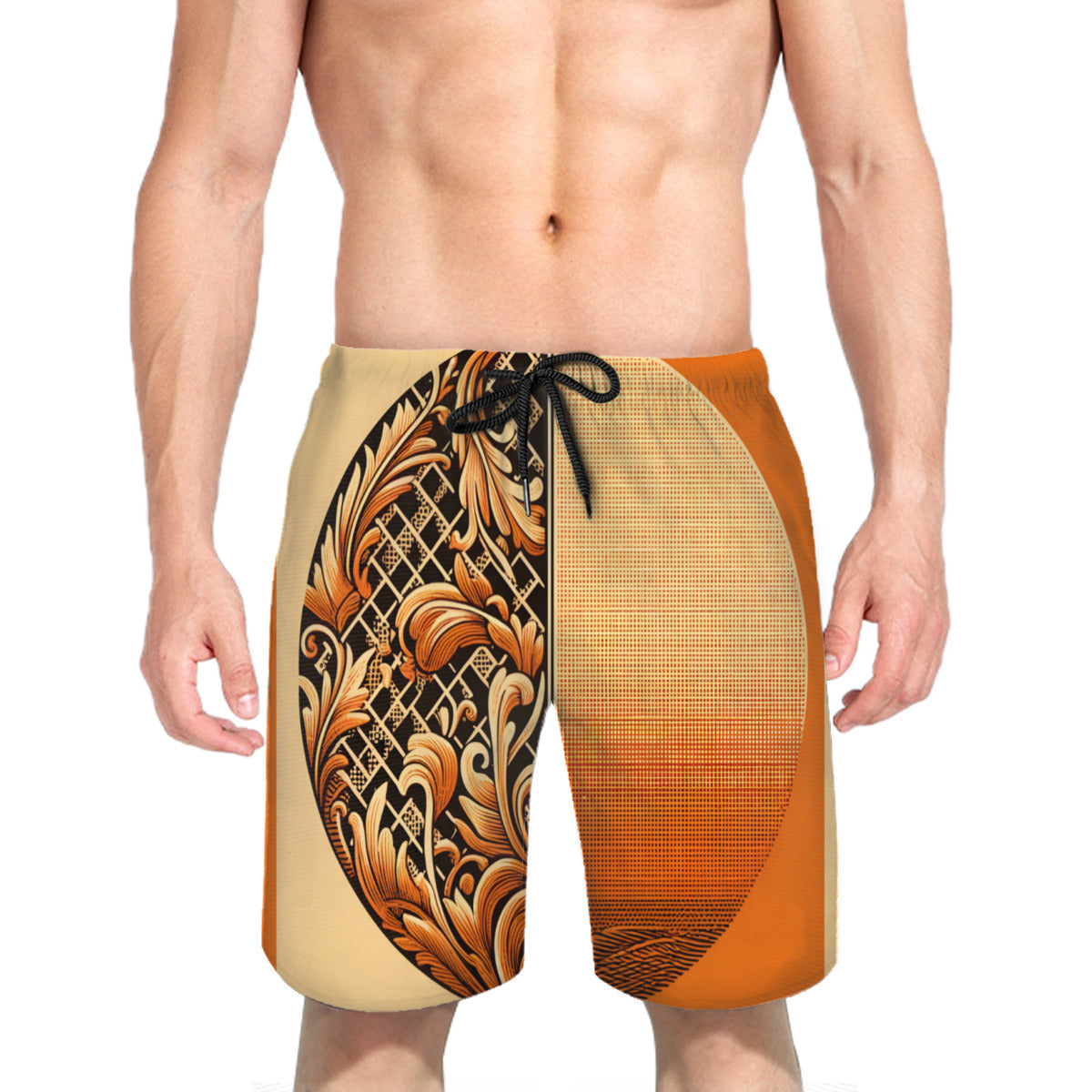 Elegant Orange Men's Beach Shorts (Not Mesh Lined) | Polyester