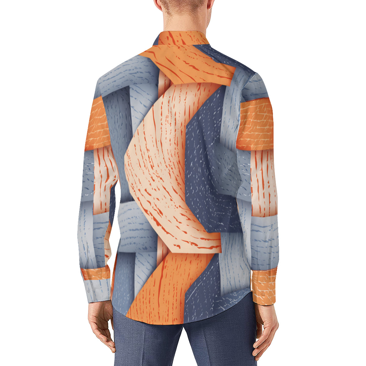 Abstract Denim Classic Long Sleeves Men's Shirt