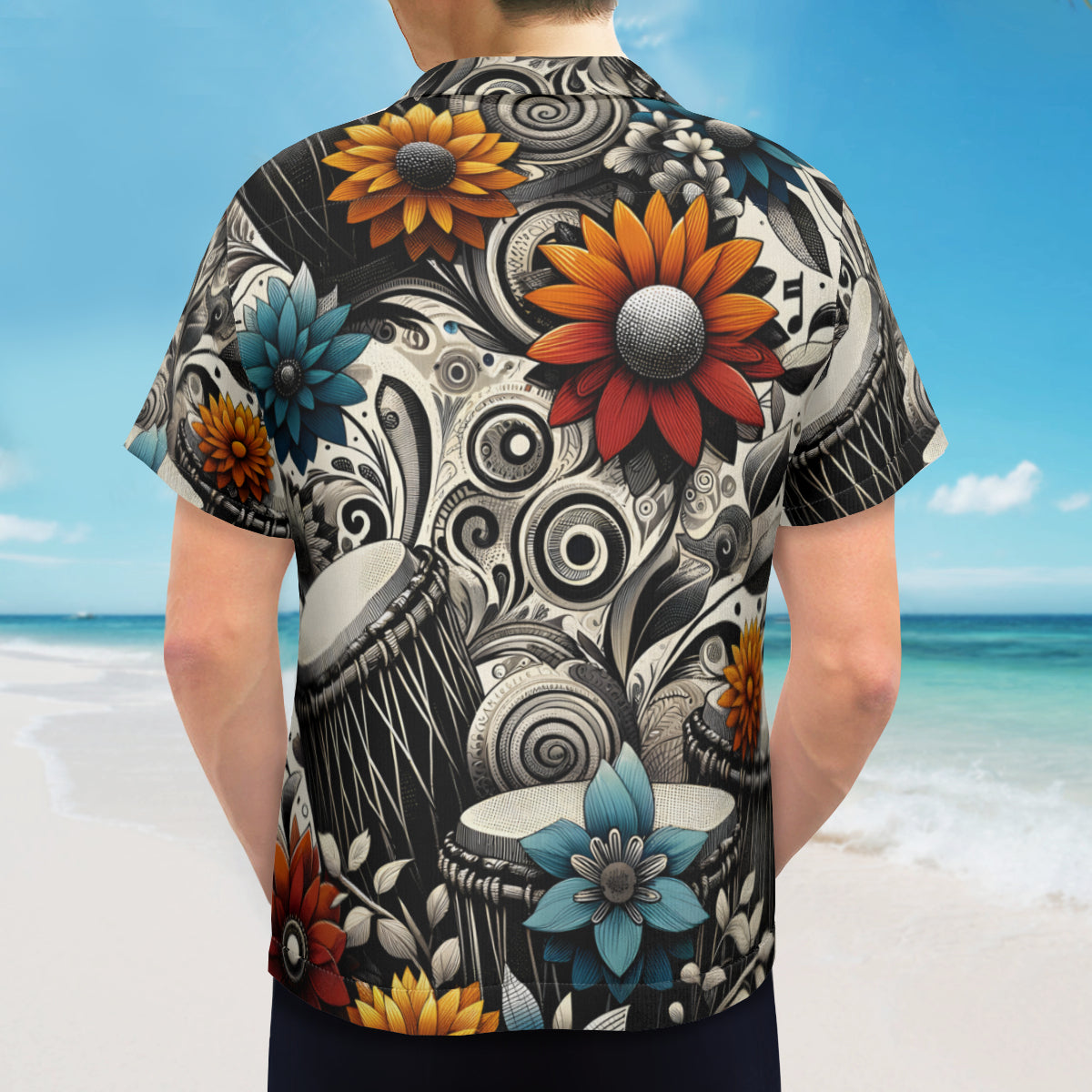African Drums Floral Short Sleeves Men's Shirt