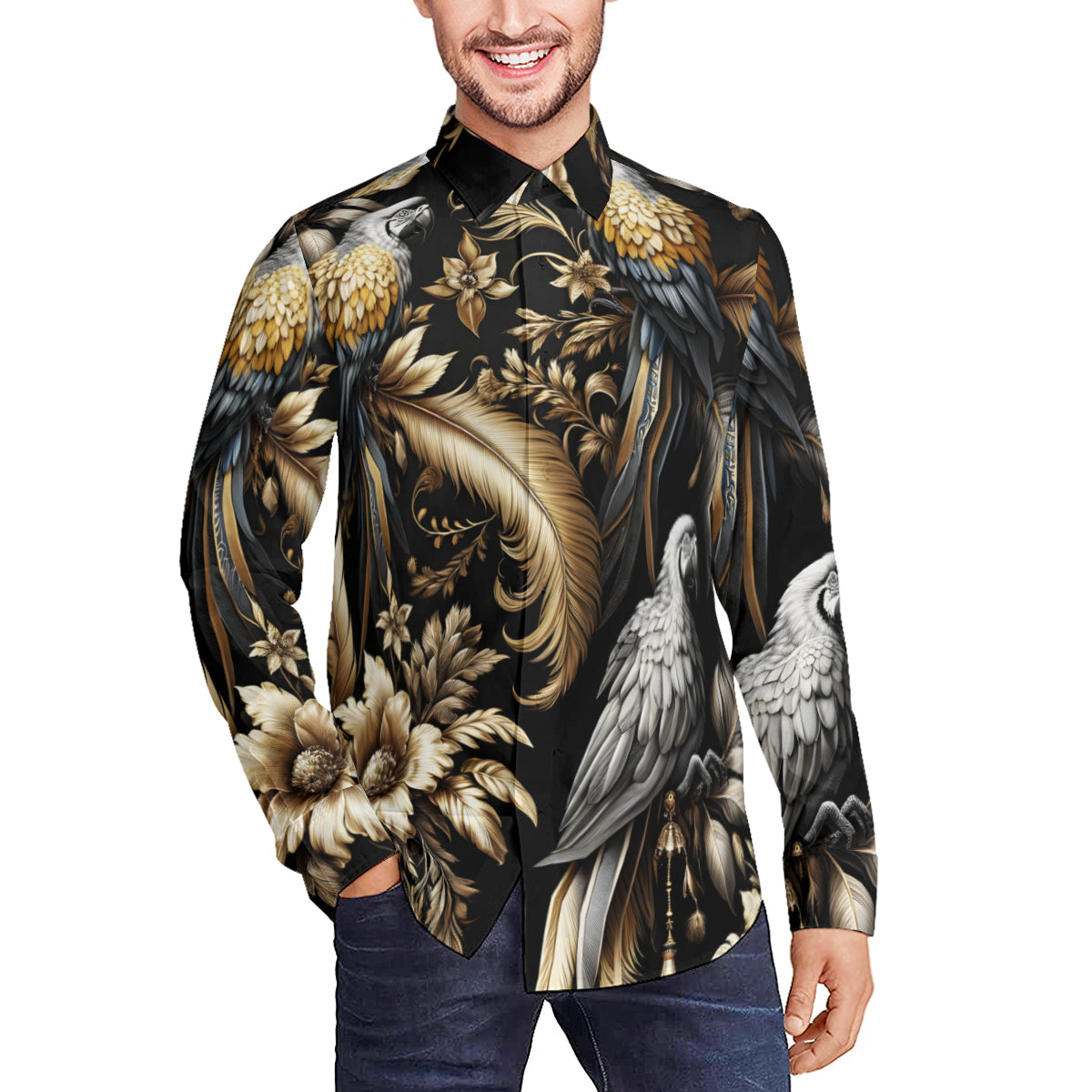 Elegance Feathers Men's Classic Long-Sleeved Shirt | Polyester