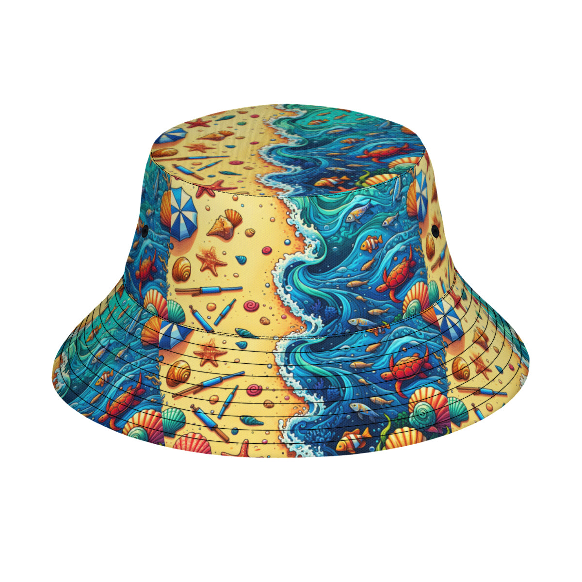 Ocean And Beach Double-Sided Unisex Polyester Bucket Hat