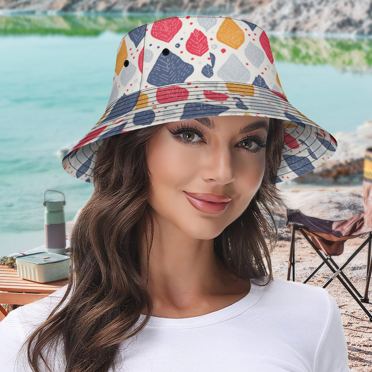 Abstract Denim Double-Sided Unisex Polyester Bucket Hat